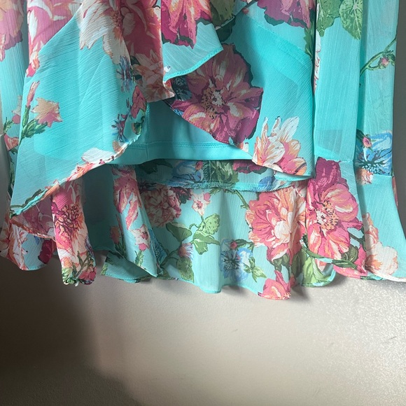 NWT LONDON TIMES Floral Ruffle Faux Wrap Dress 12P - Picture 9 of 11